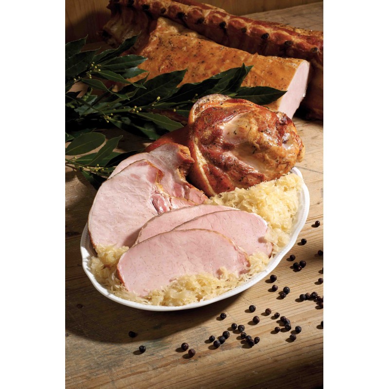 Carrè di maiale affettato, con crauti