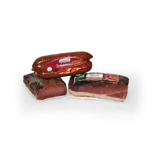 Lonzino al ginepro, salamini Kaminwurzen e cuore di Speck