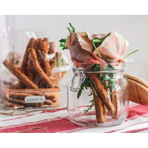 Grissini multicereali con prosciutto cotto e rucola