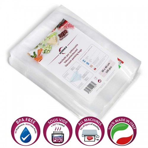 100 sacchetti 30 cm x 40 cm goffrati