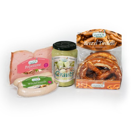 Sapori bavaresi con Leberkäse, Weißwurst, Brezen e crauti