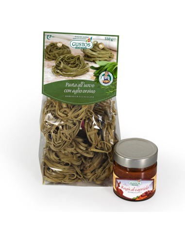 Fettuccine con aglio orsino e ragù di capriolo
