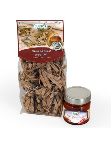 tagliatelle ai funghi e ragù di salsiccia