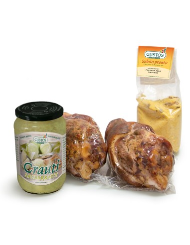 Cena tirolese con stinco, polenta e crauti