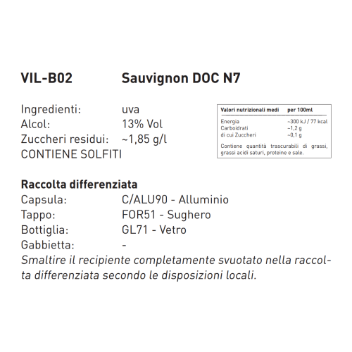 Vino Sauvignon DOC Naun Sieben - 750 ml