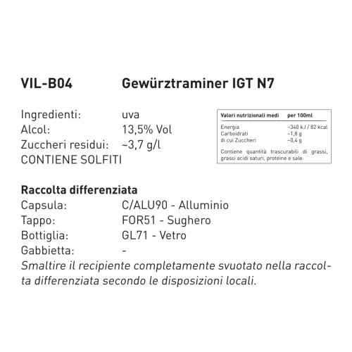 Vino Gewürztraminer IGT Naun Sieben - 750 ml