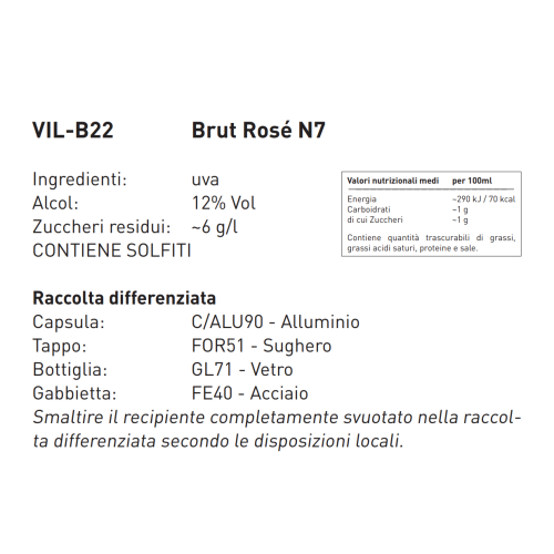 Spumante Brut Rosé Naun Sieben - 750 ml