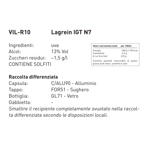 Vino Lagrein IGT Naun Sieben - 750 ml