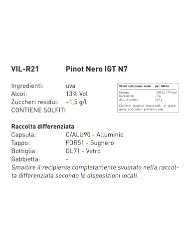 Vino Pinot Nero IGT Naun Sieben - 750 ml