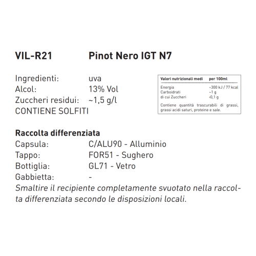 Vino Pinot Nero IGT Naun Sieben - 750 ml