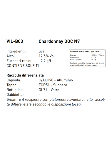 Vino Chardonnay DOC Naun Sieben - 750 ml