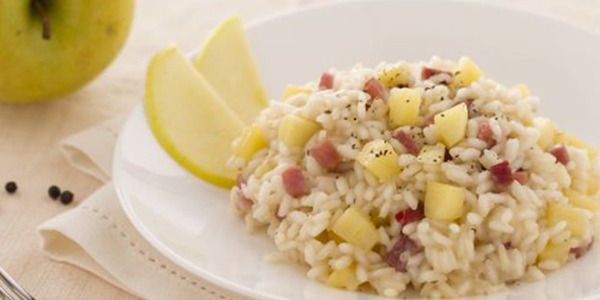 Risotto mele e speck