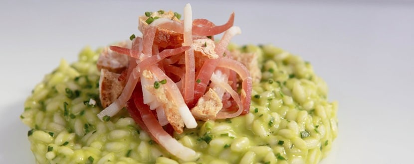 Risotto al porro con Speck e Schuttelbrot