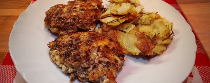 Polpette al formaggio con patate arrostite